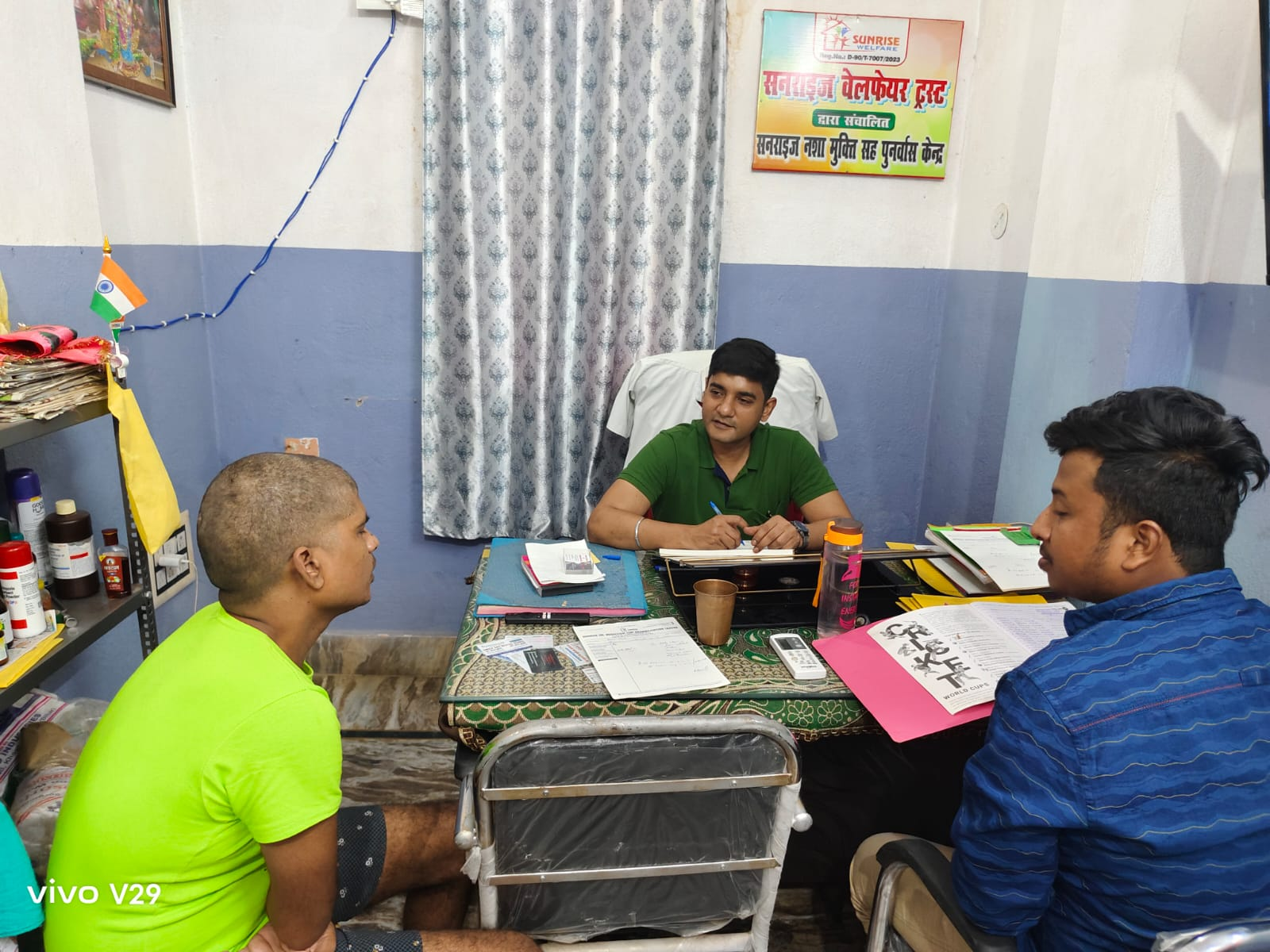 Counselling session at the Sunrise Welfare Trust centre office in Patna